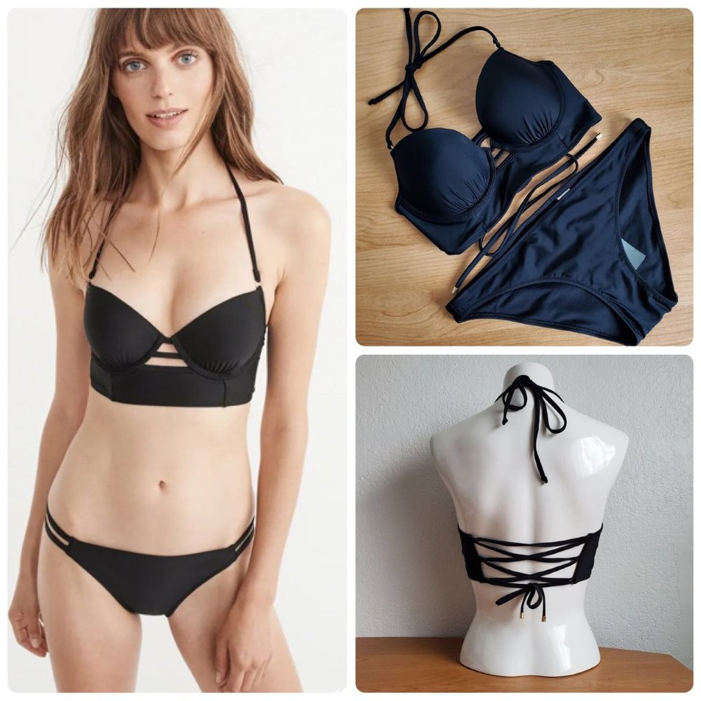 Abercrombie Push Up Bikini Set Top Bottom in Black